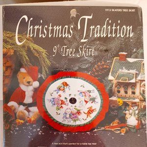 Vintage 1992 Needle Point 9" Tree Skirt Kit Designs for the Needle, Inc. Skater